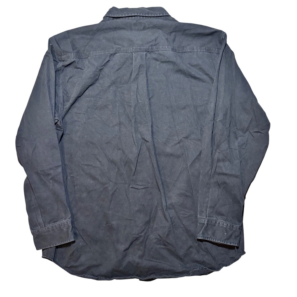 Carhartt Button Down Shirt Mens L Navy Blue Heavy Cotton Twill Workwear Long Slv - Picture 2 of 9